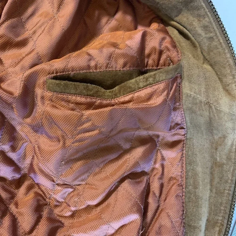 Norm Thompson Men's Vintage Suede Leather Zip Up Bomber Jacket Size‎ L